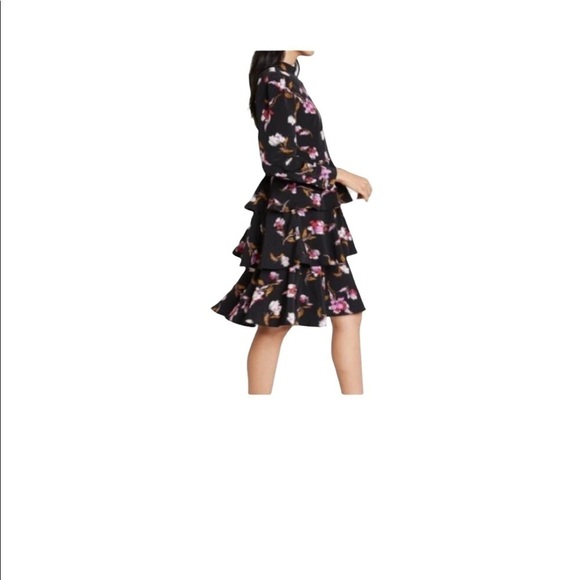 Who What Wear Floral Print A- Line Ruffle Frosted Dress - Picture 13 of 16